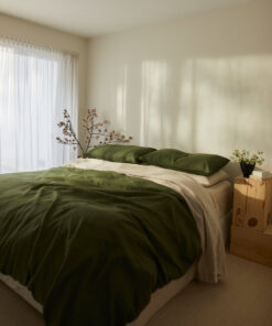 Olive & Oatmeal 100% French Flax Linen Bedding Bundle