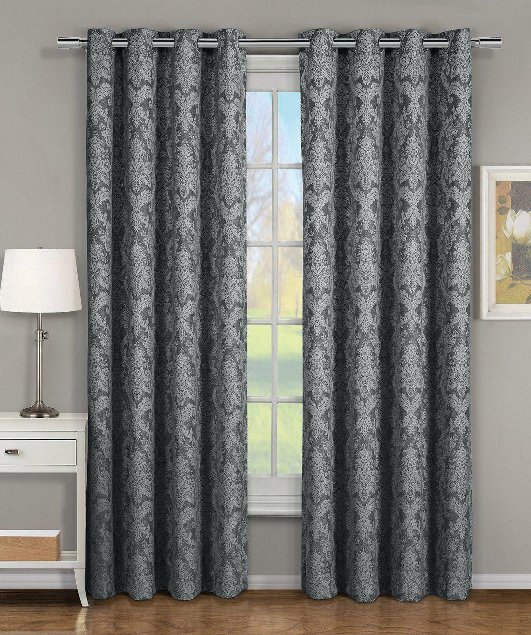 Blair Damask Floral Curtains Jacquard Drapes Grommet Top Panels (Set of 2) - Image 9