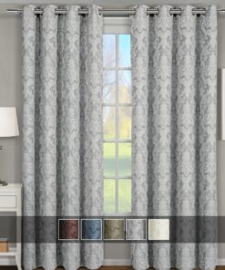 Blair Damask Floral Curtains Jacquard Drapes Grommet Top Panels (Set of 2)
