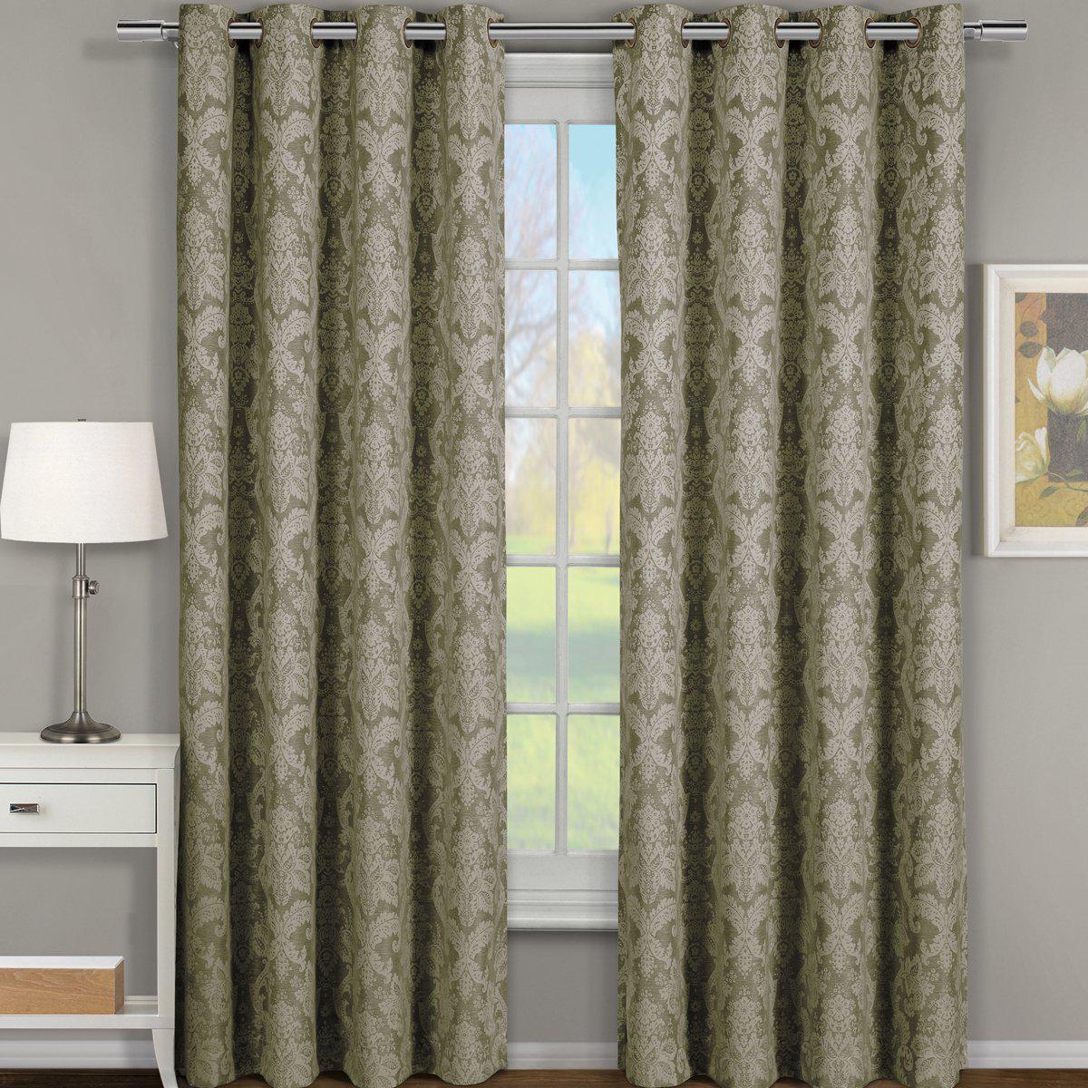 Blair Damask Floral Curtains Jacquard Drapes Grommet Top Panels (Set of 2) - Image 7