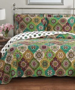 Bonnie Floral Printed Lightweight Oversize Quilt Sets. Full/Queen