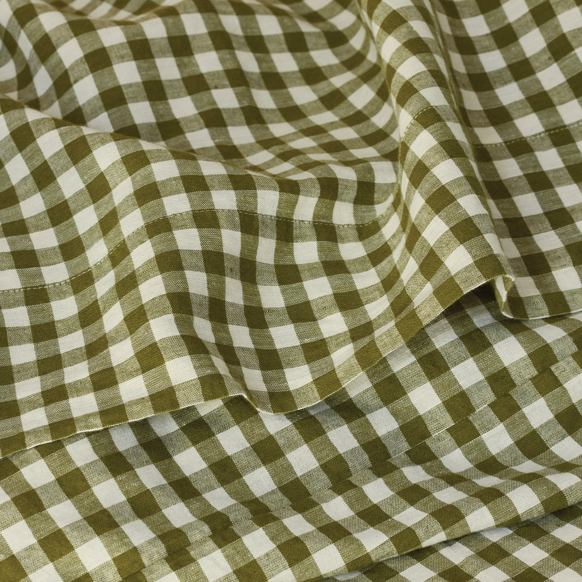 Botanical Green Gingham Linen Blend Duvet Set - Image 2