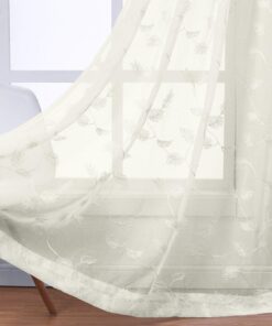 Brook Embroidered Grommet Top Sheer Window Curtain Pair (Set of 2)