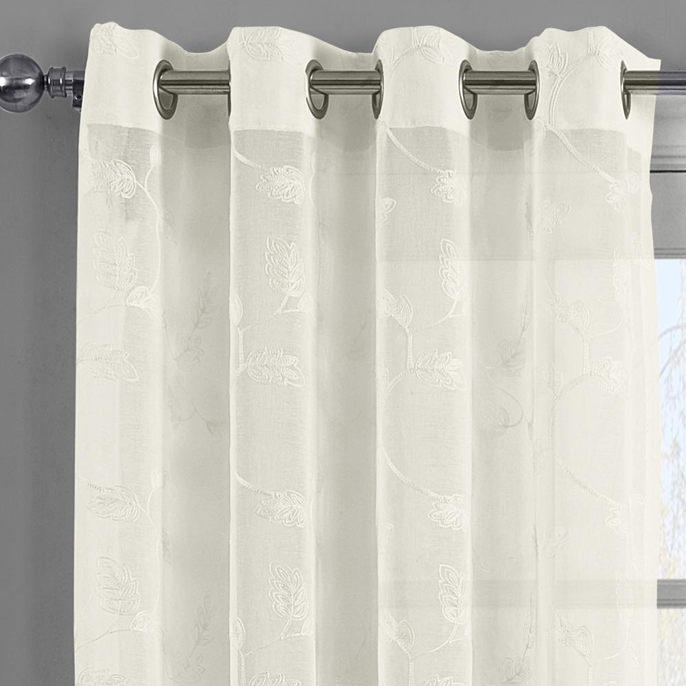 Brook Embroidered Grommet Top Sheer Window Curtain Pair (Set of 2) - Image 2