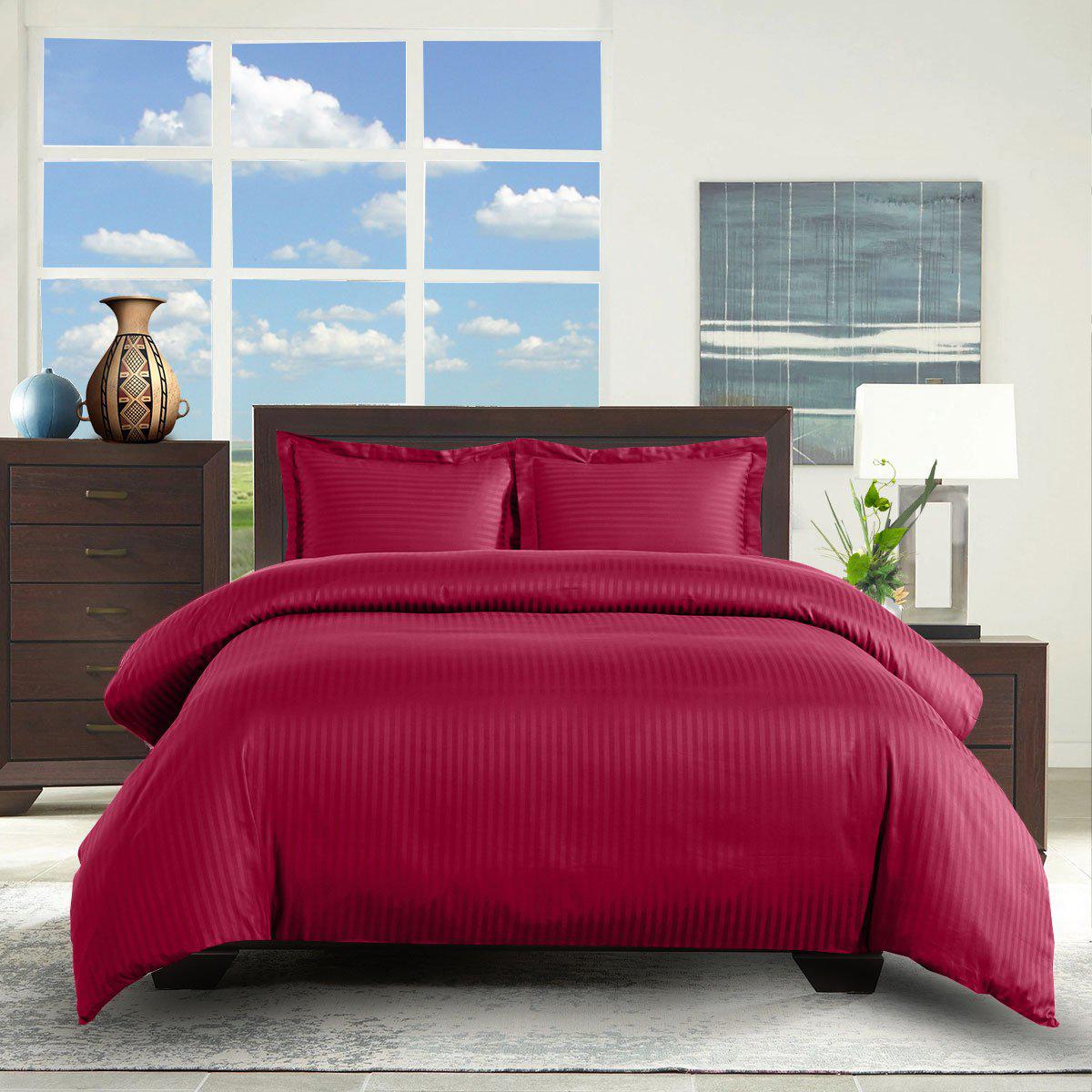 100% Cotton Duvet Cover Set Damask Stripe - Image 8