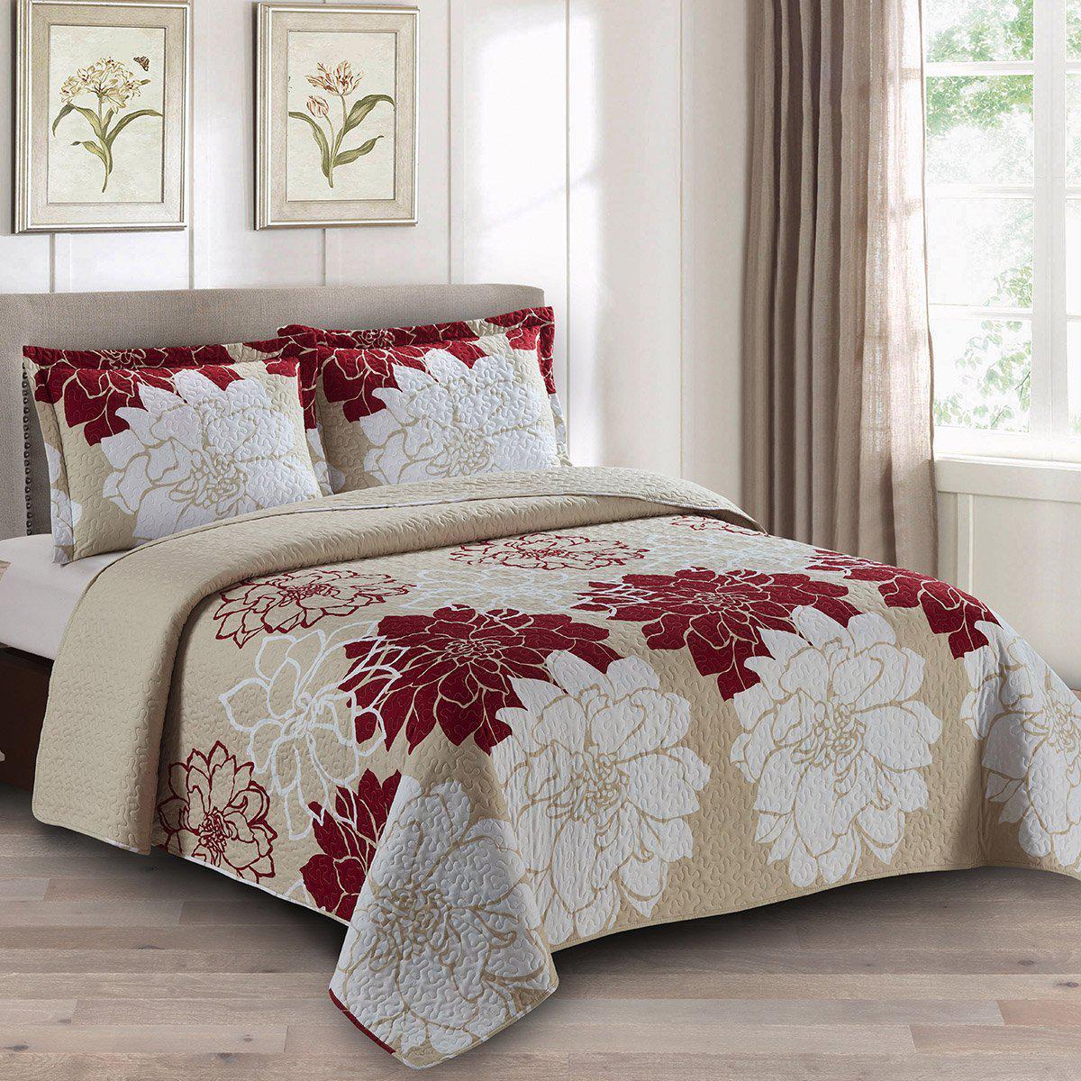 Helena Burgundy Quilt - Bedspread Set - Image 3