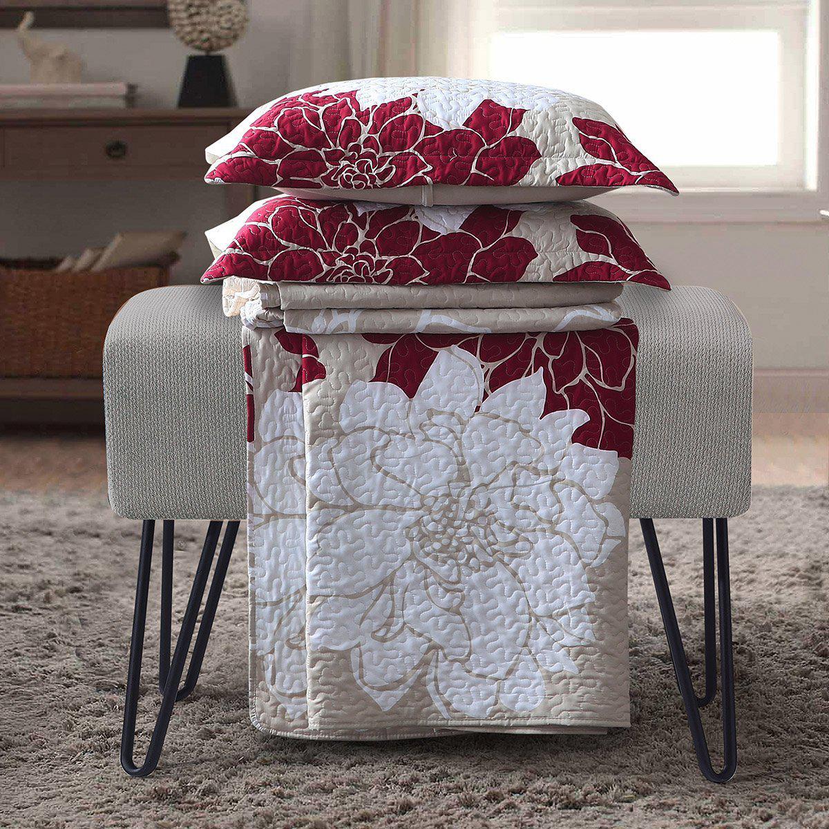 Helena Burgundy Quilt - Bedspread Set - Image 4