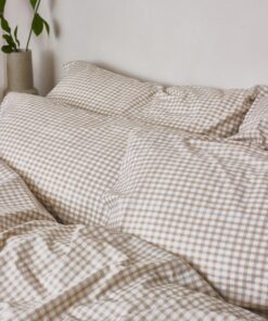Cafe au Lait Small Gingham Cotton Pillowcase (Pair)