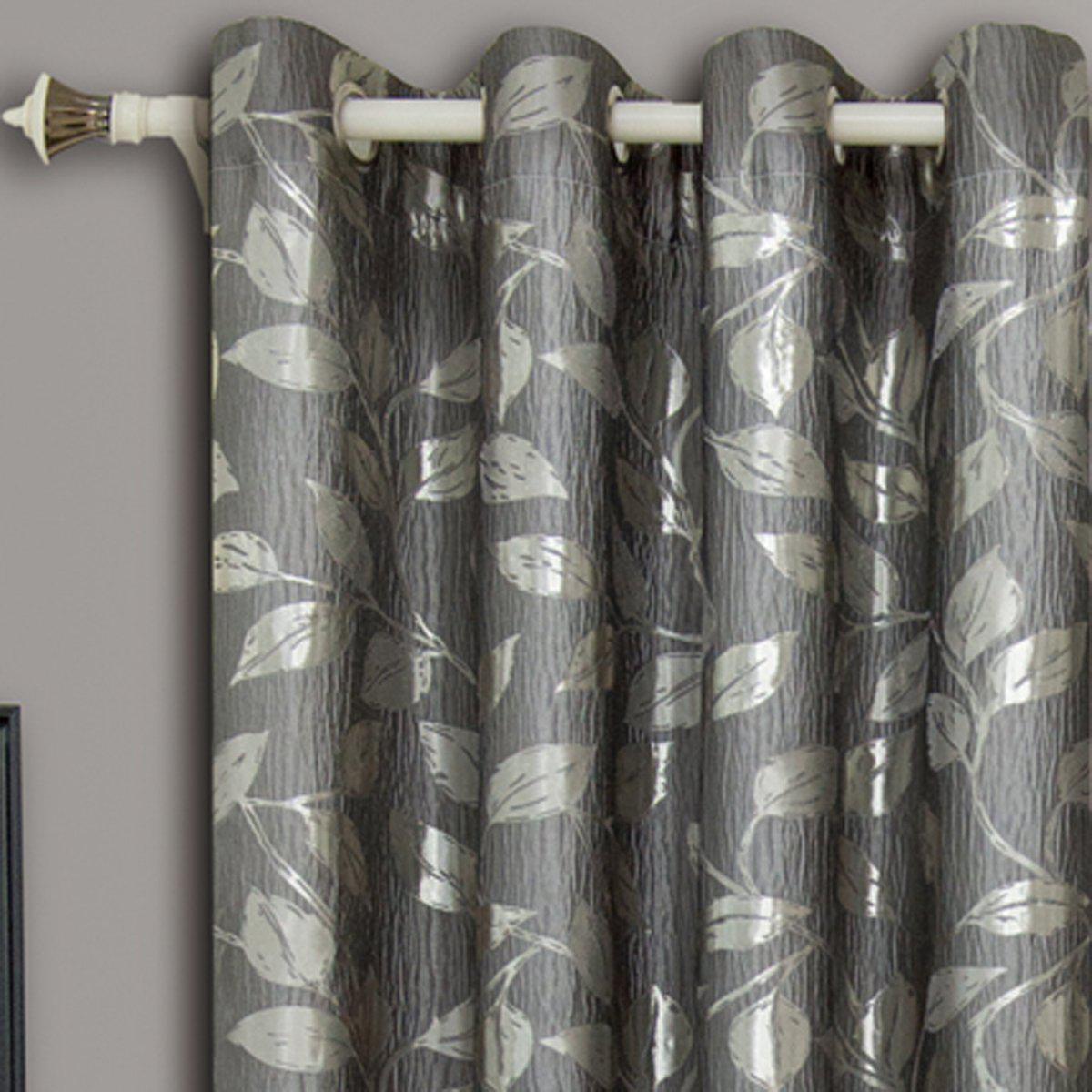 Pair Charlotte Leafy Jacquard Drapes Grommet Window Curtains (Set of 2 Panels) - Image 2