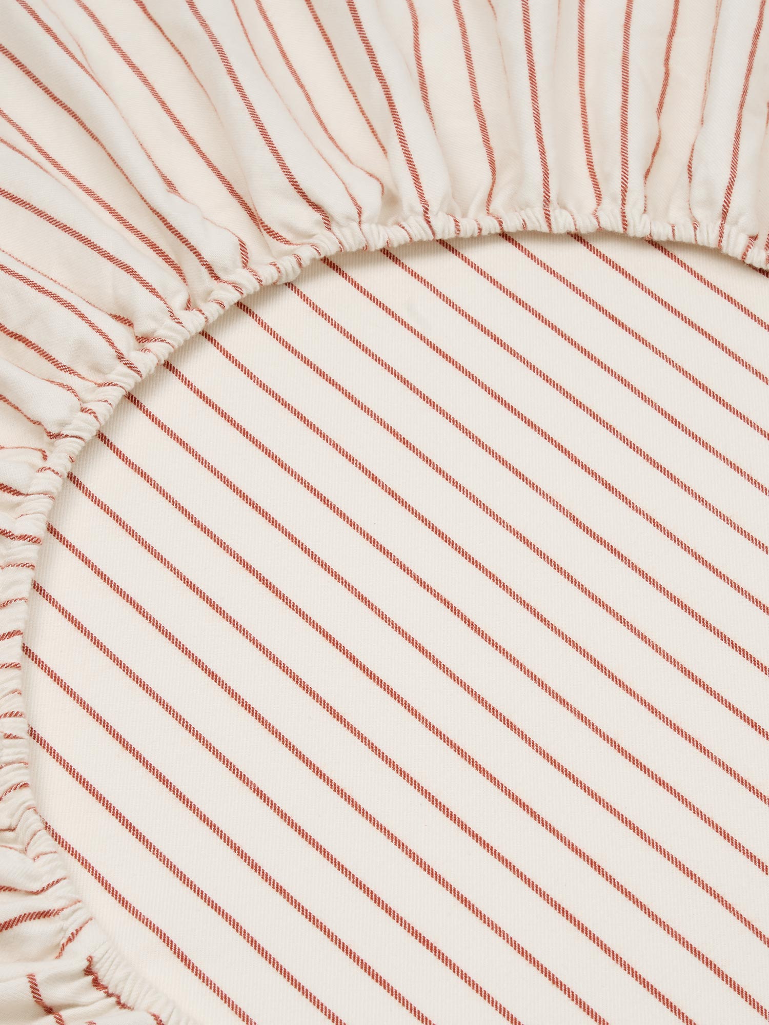 Red Clayton Stripe Flannel Cotton Fitted Sheet - Image 2