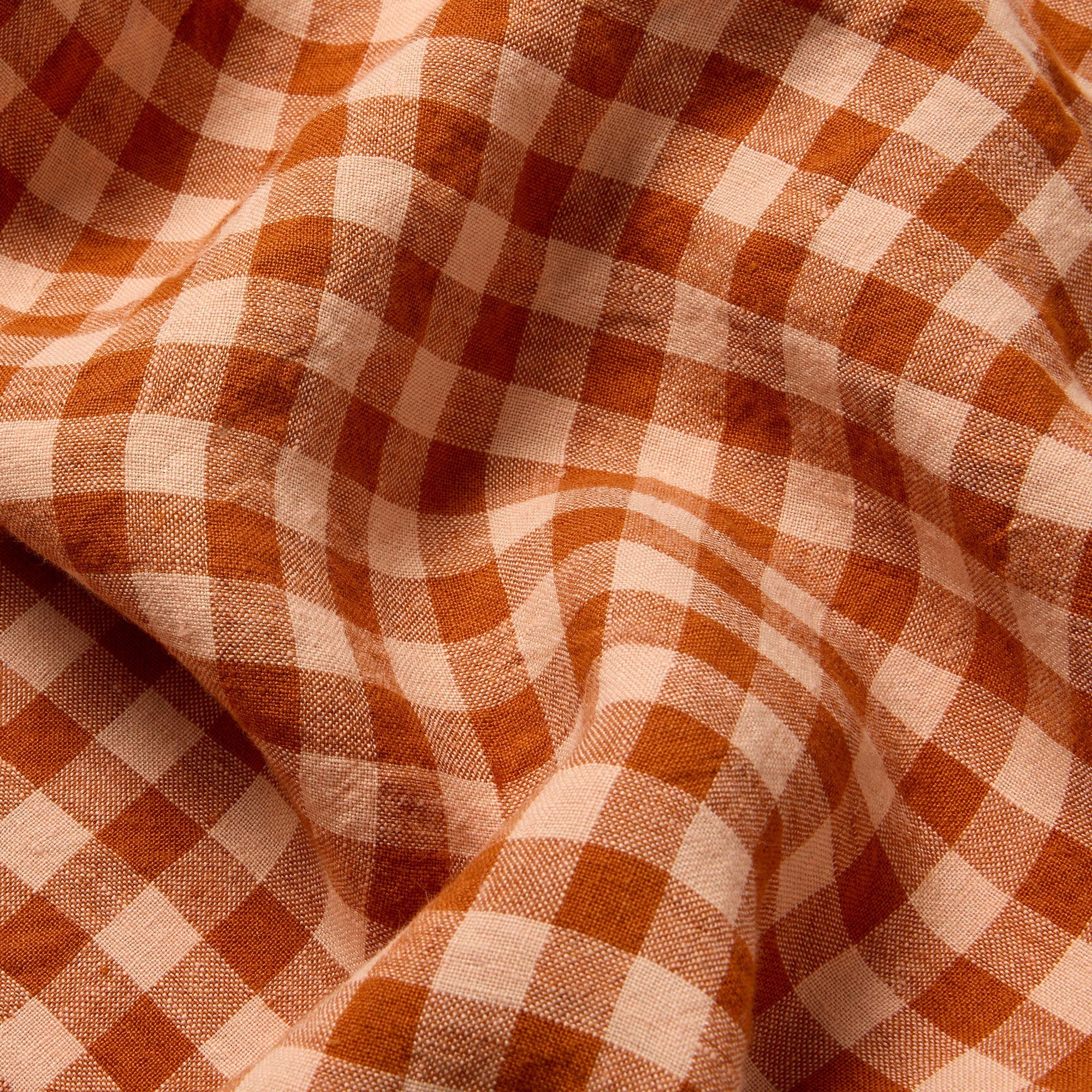 Cinnamon & Peach Color Drenched Gingham 100% Linen Pillowcases (Pair) - Image 3