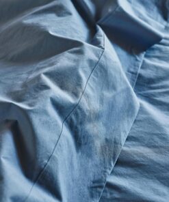Cove Blue Washed Cotton Percale Flat Sheet