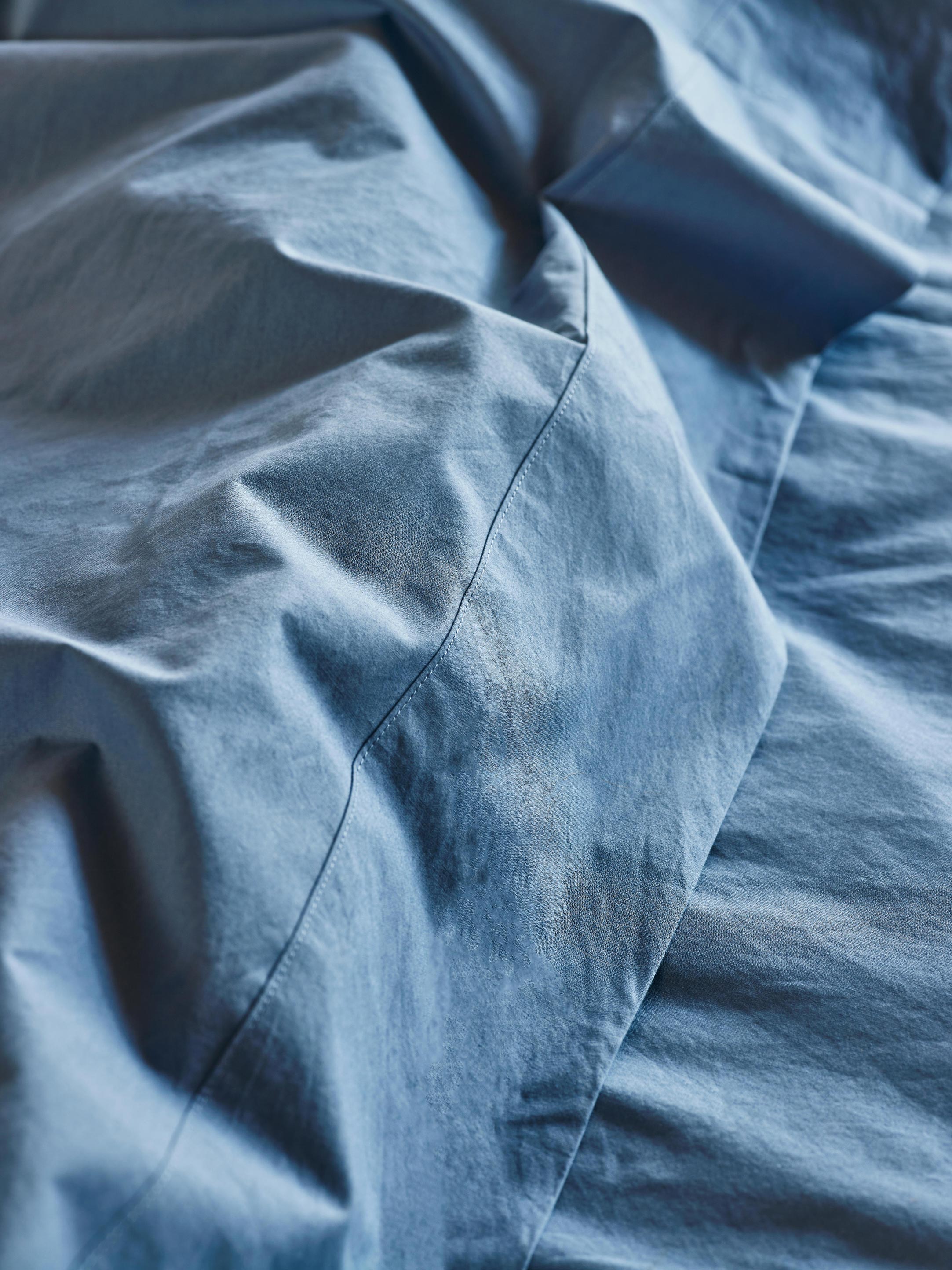 Cove Blue Washed Cotton Percale Flat Sheet