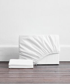 Crisp White Organic Cotton Percale Fitted Sheet Set