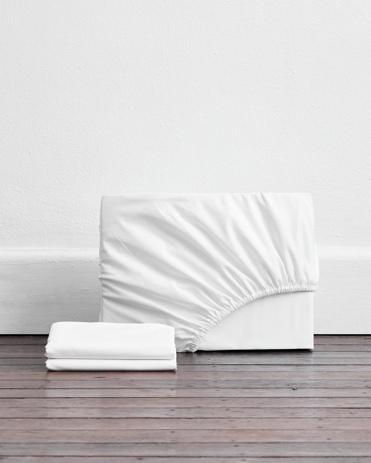 Crisp White Organic Cotton Percale Fitted Sheet Set