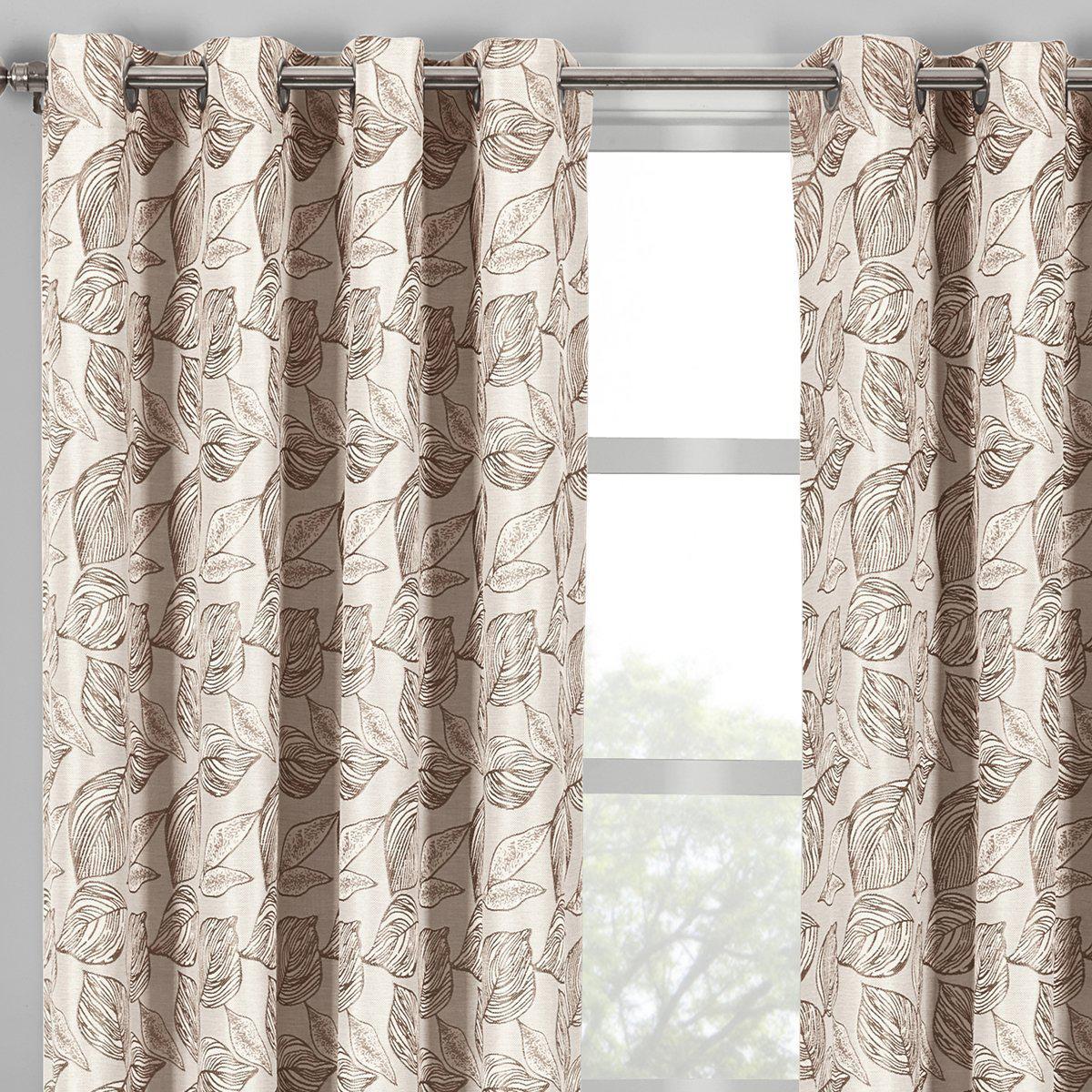 Catalina Leaf Swirl Jacquard Curtain Panels Grommet Top (Set of 2) - Image 8