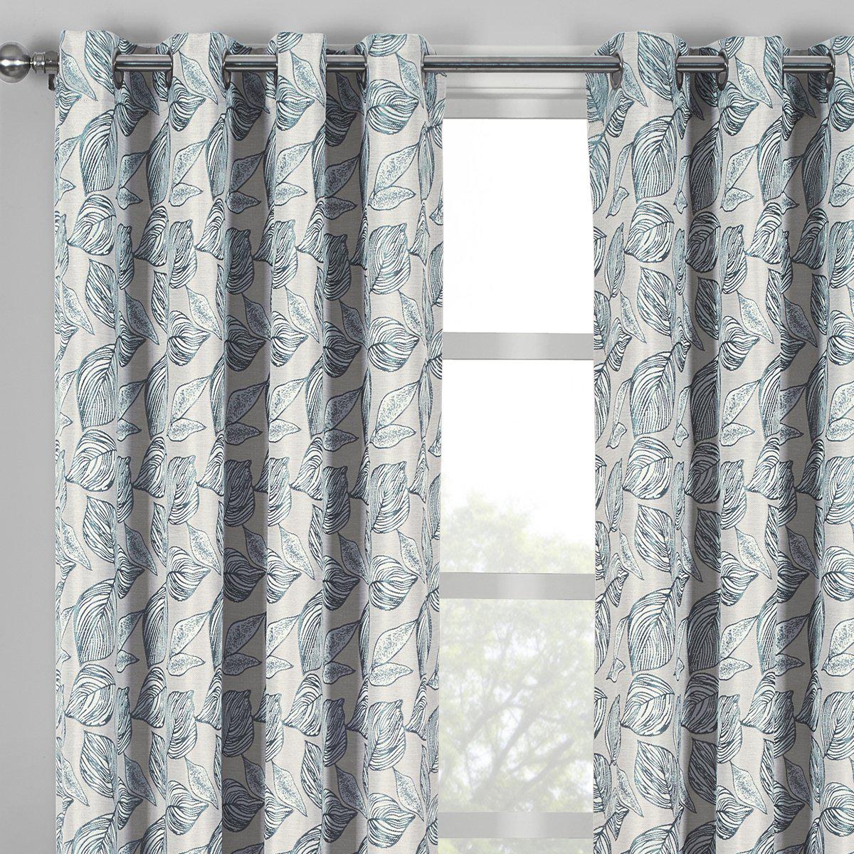 Catalina Leaf Swirl Jacquard Curtain Panels Grommet Top (Set of 2) - Image 3