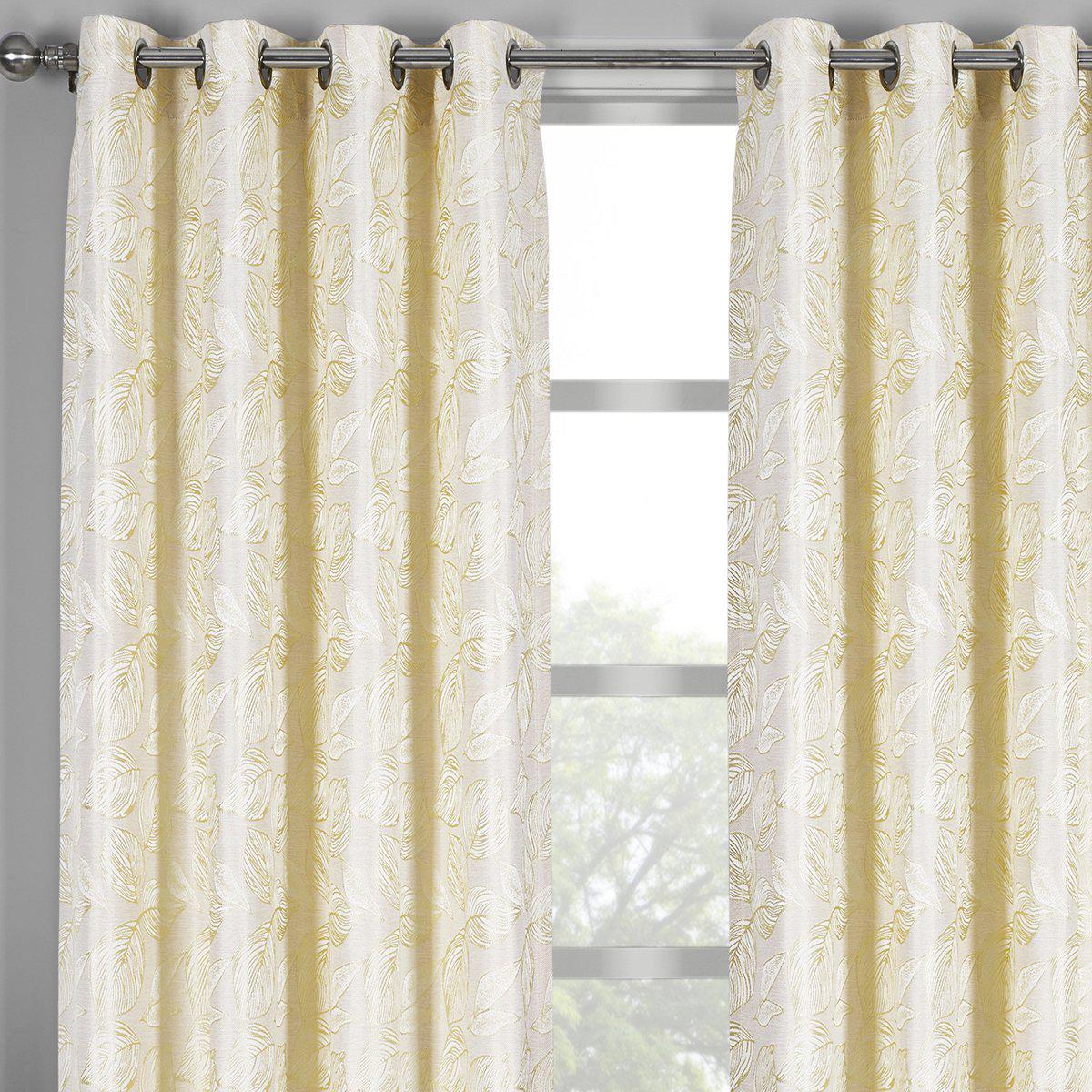 Catalina Leaf Swirl Jacquard Curtain Panels Grommet Top (Set of 2) - Image 6