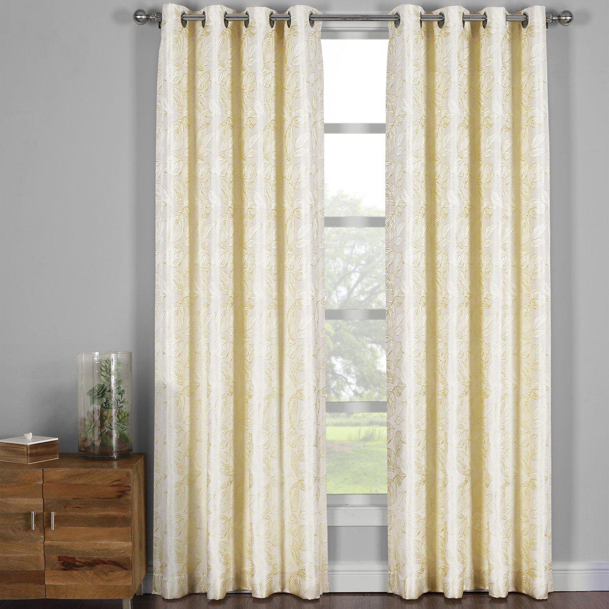 Catalina Leaf Swirl Jacquard Curtain Panels Grommet Top (Set of 2) - Image 16