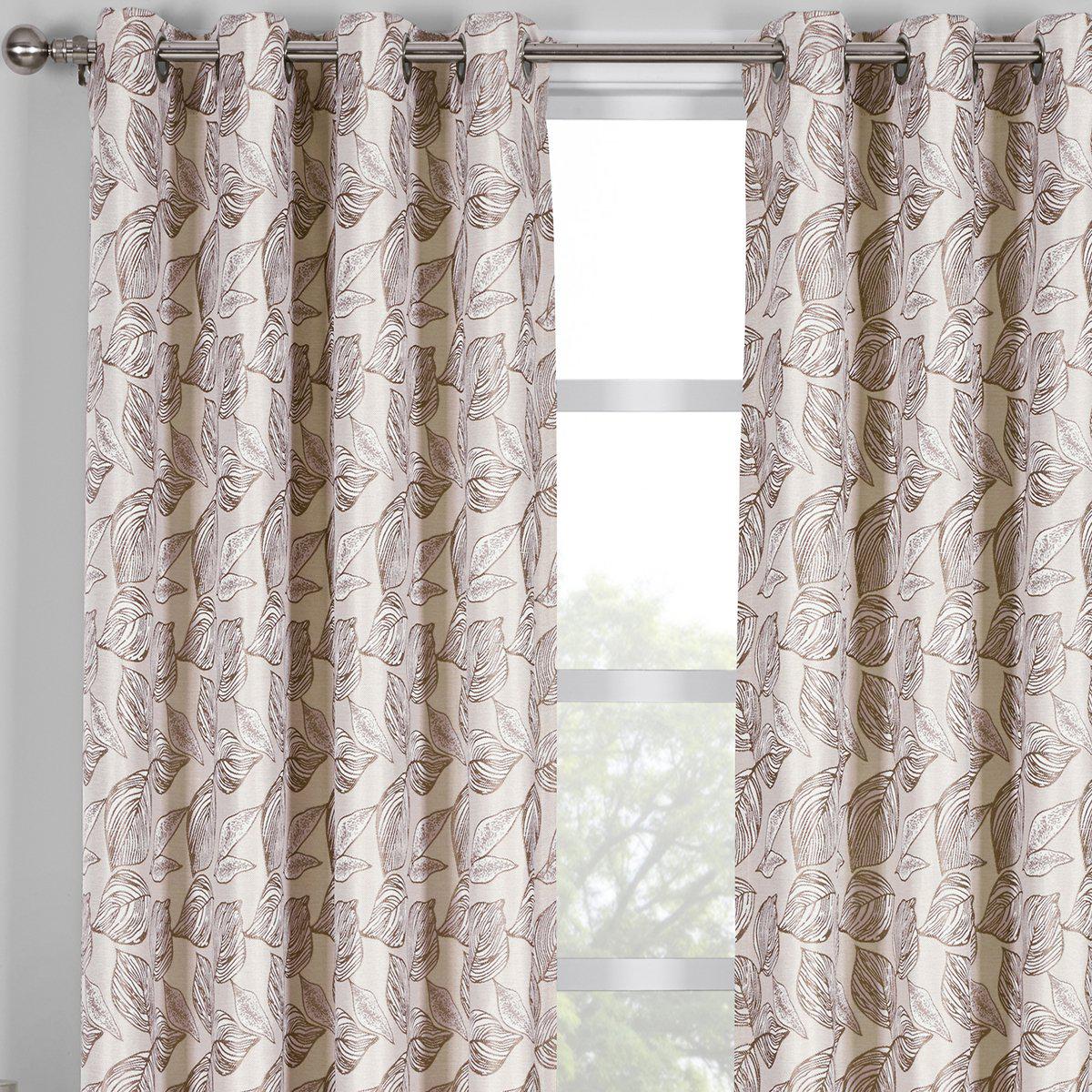 Catalina Leaf Swirl Jacquard Curtain Panels Grommet Top (Set of 2) - Image 7