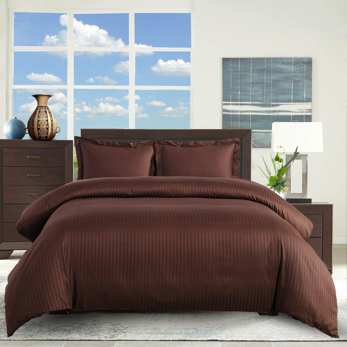 100% Cotton Duvet Cover Set Damask Stripe - Image 5