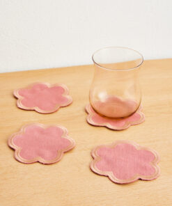 Pink Clay & Hazelnut 100% French Flax Linen Cloud Coasters (Set of Four)