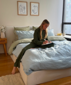 Spring Coast & Sage 100% French Flax Linen Bedding Bundle