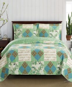 Davina Classic Patchwork Pattern Quilted Coverlet Mini Set in Full/Queen. King/CalKing