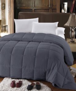 Gray Down Alternative Comforter All Season Medium Fill Weight Micro