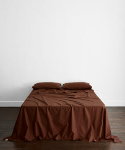 Espresso Organic Cotton Percale Flat Sheet