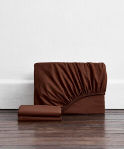 Espresso Organic Cotton Percale Fitted Sheet Set