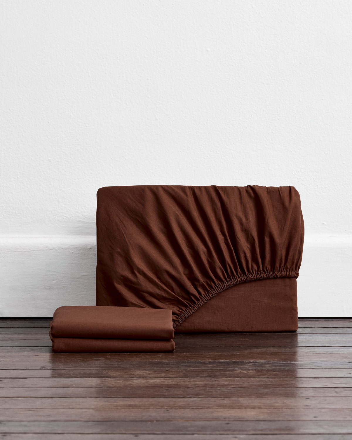 Espresso Organic Cotton Percale Fitted Sheet Set
