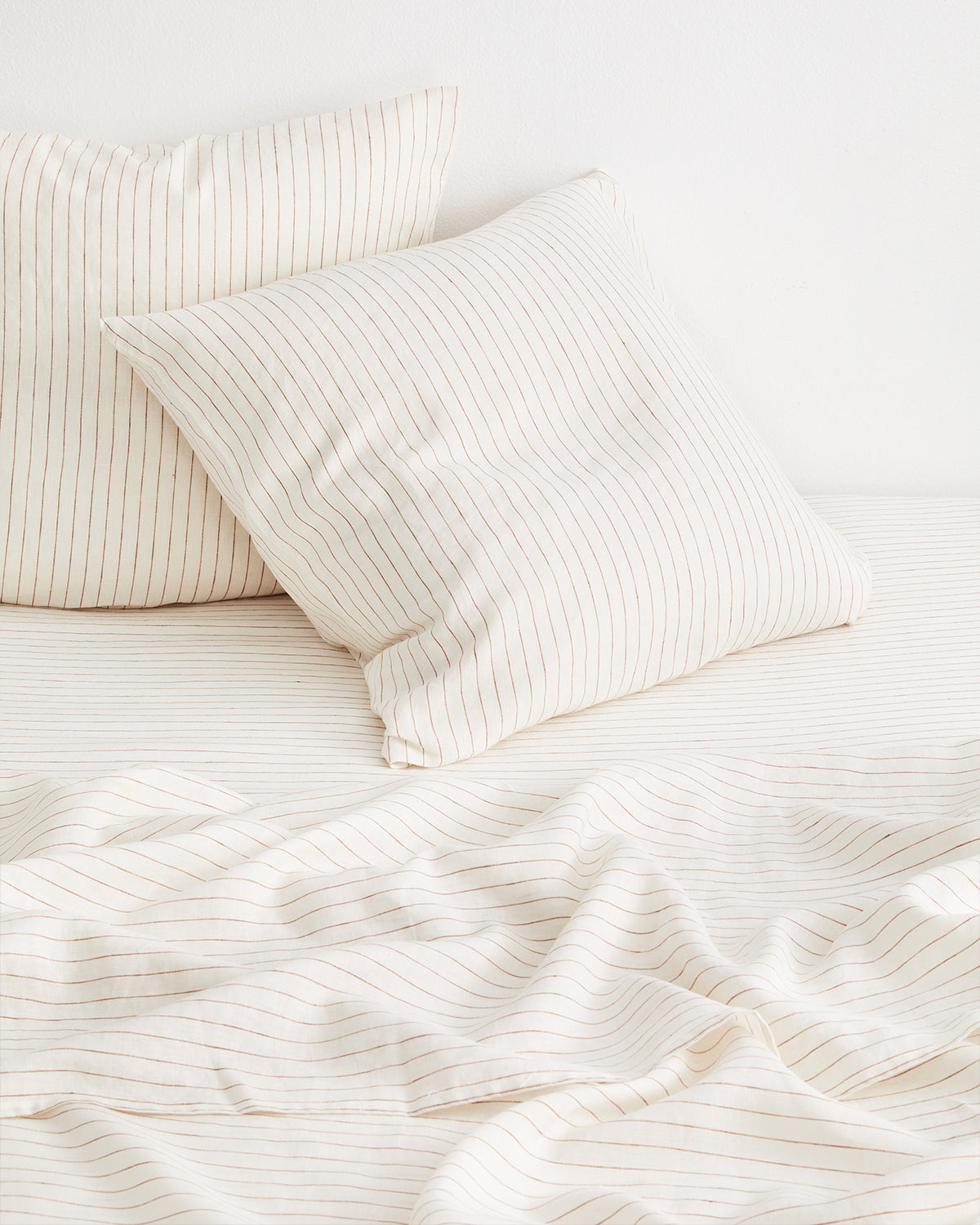 Rust Stripe 100% French Flax Linen European Pillowcases (Set of Two) - Image 2