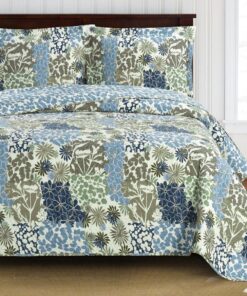 Elena Green Forest Quilt Bedding Oversized Reversible Quilt Set. Full/Queen