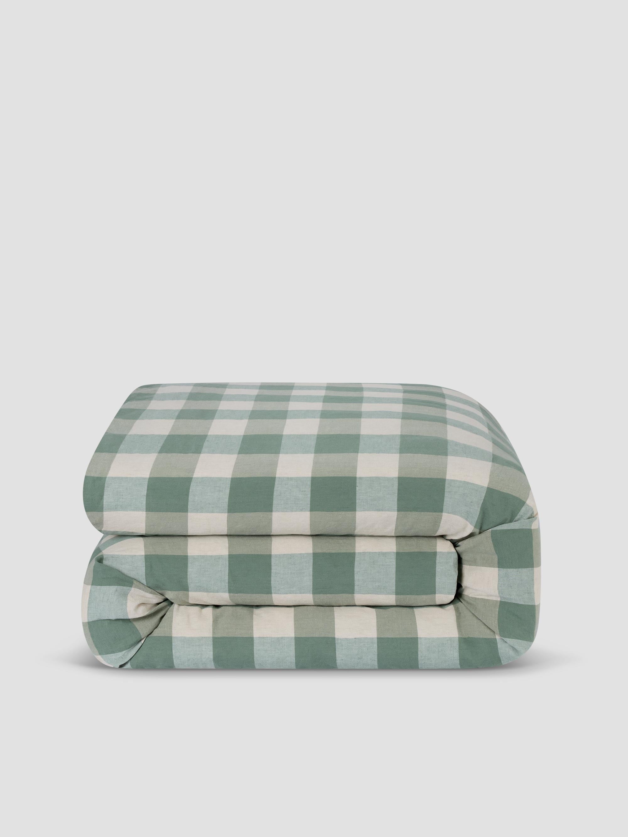 Elm Green Emsworth Plaid Linen Blend Duvet Cover