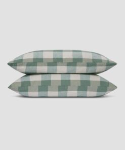 Elm Green Emsworth Plaid Linen Blend Pillowcase (Pair)
