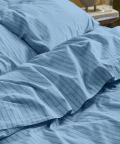 Pale Blue Favorite Shirt Stripe Cotton Flat Sheet