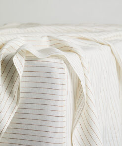 Rust Stripe 100% French Flax Linen Fitted Sheet