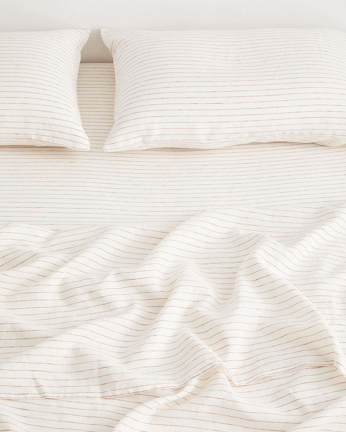 Rust Stripe 100% French Flax Linen Fitted Sheet - Image 3