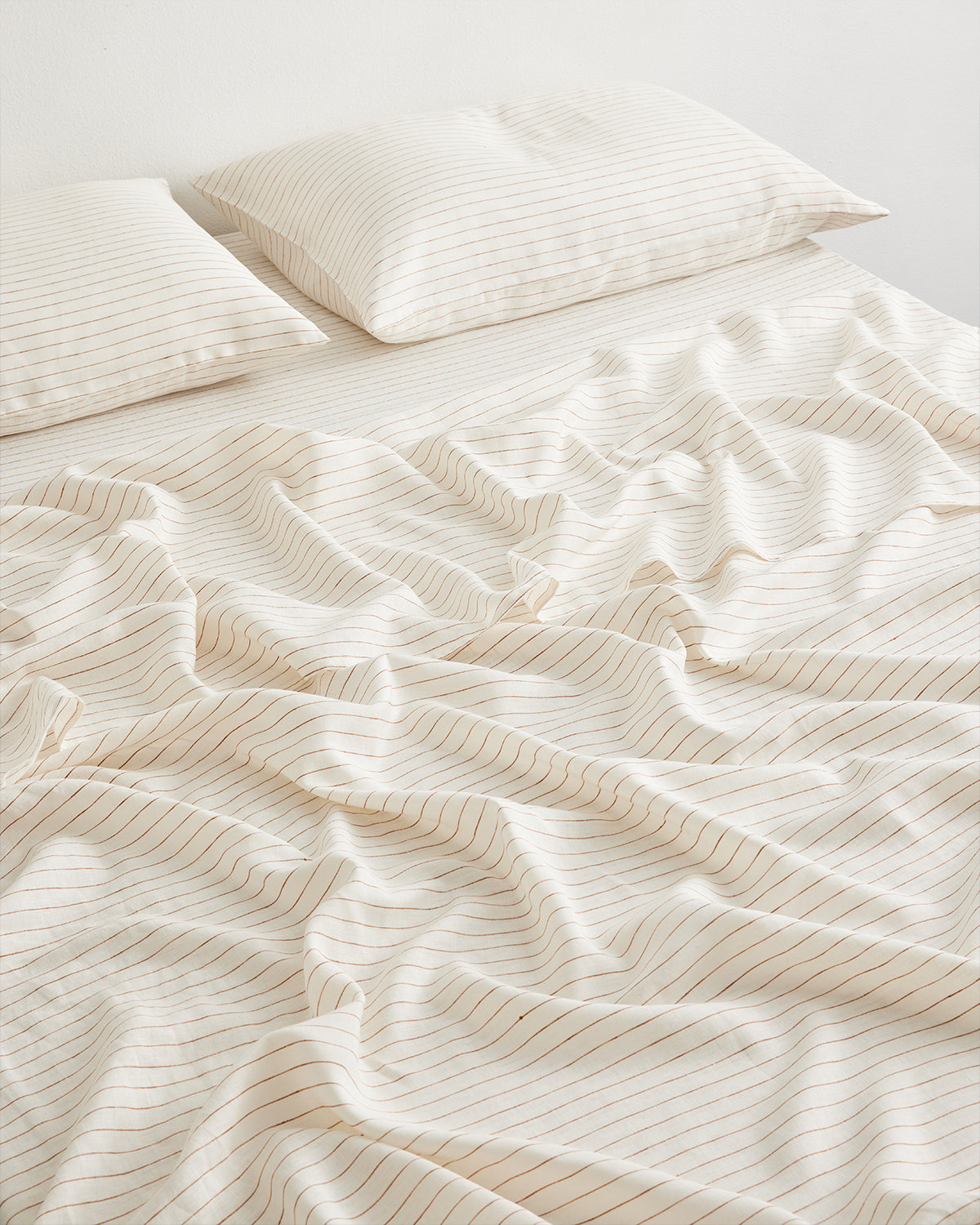 Rust Stripe 100% French Flax Linen Fitted Sheet - Image 2