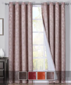100% Blackout Curtain Panels Fannie - Woven Jacquard Triple Pass Thermal Insulated (Set of 2 Panels)