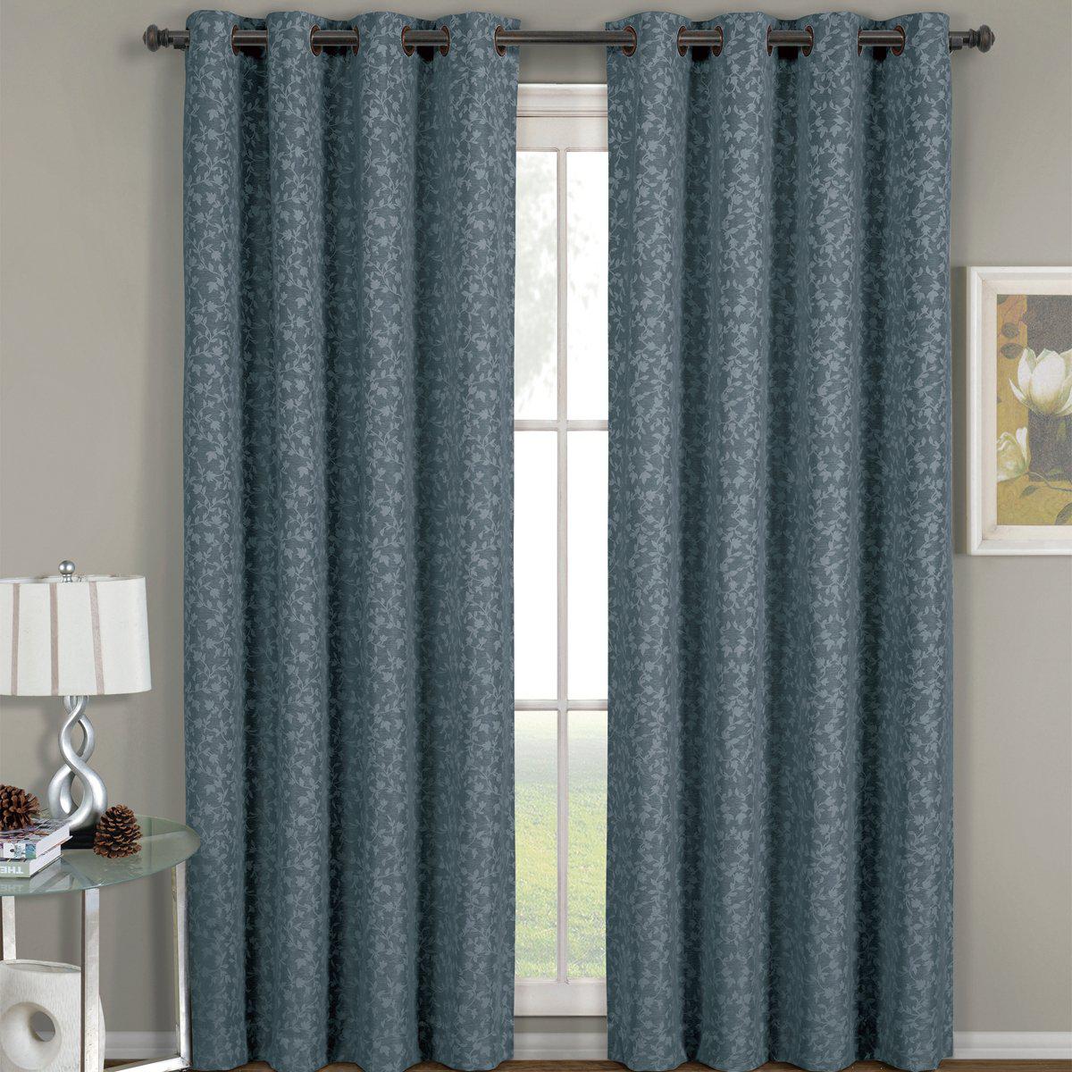 Fiorela Jacquard Drapes Floral Curtains Grommet Top Panel (Single) - Image 14