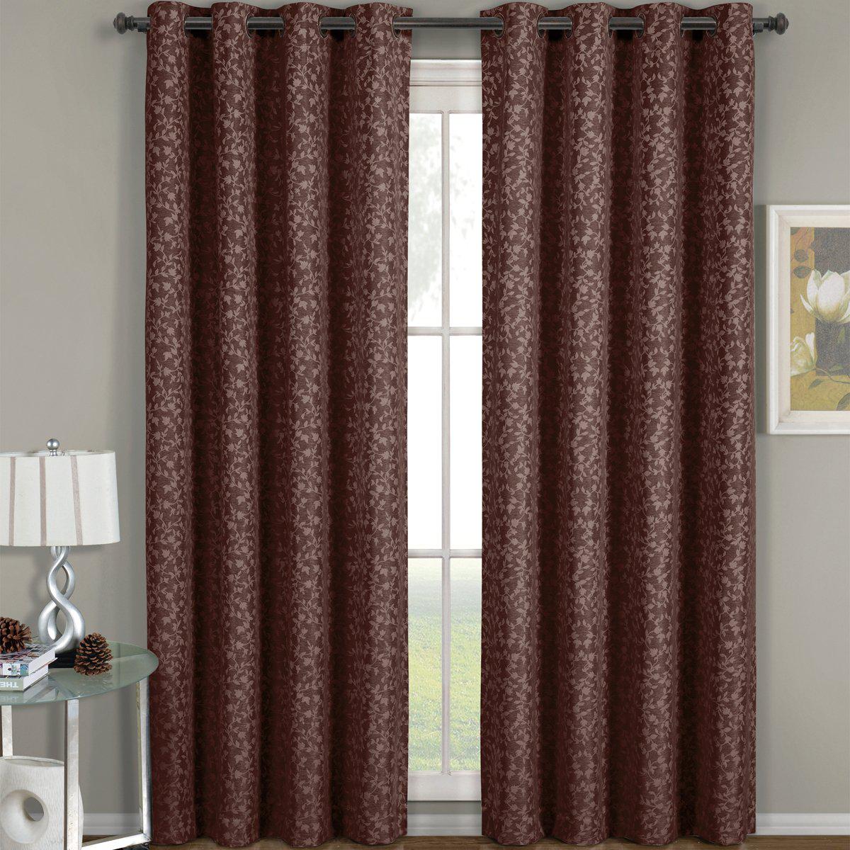 Fiorela Jacquard Drapes Floral Curtains Grommet Top Panel (Single) - Image 13