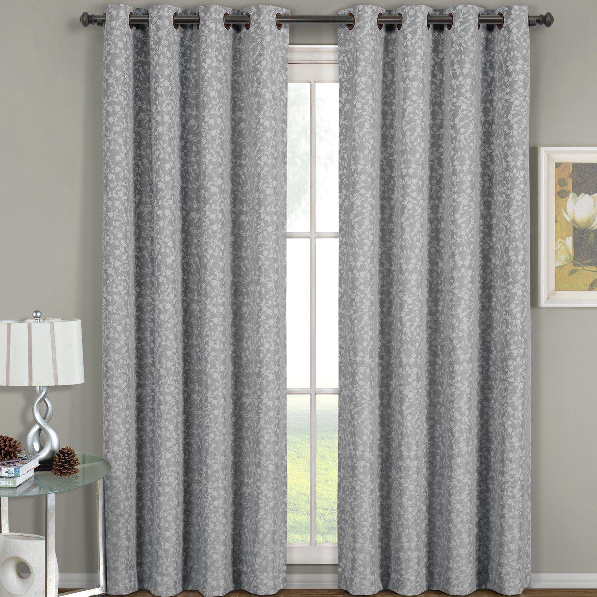 Fiorela Jacquard Drapes Floral Curtains Grommet Top Panel (Single) - Image 15
