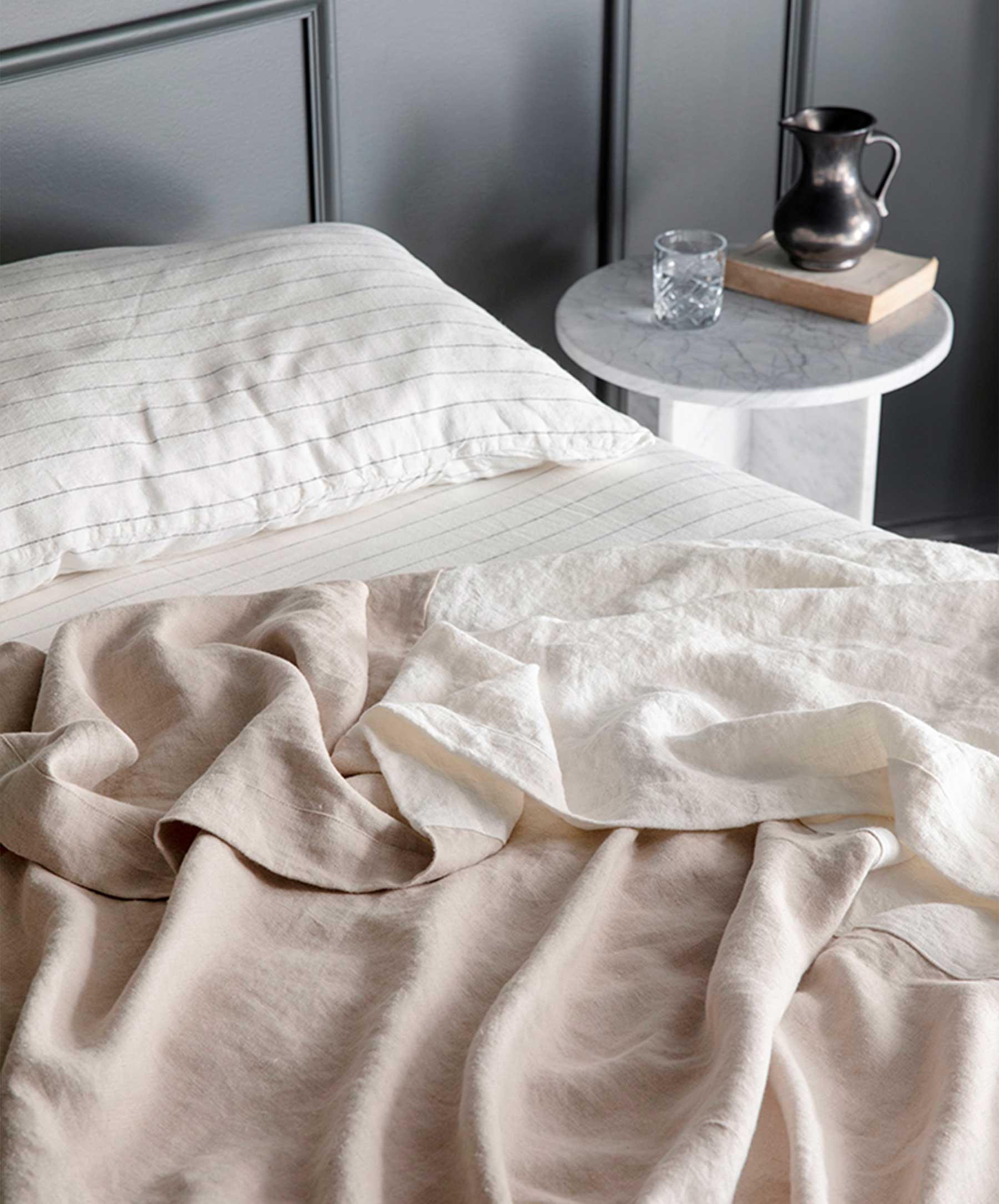 Linen Fitted Sheet - Pencil Stripe - Image 3