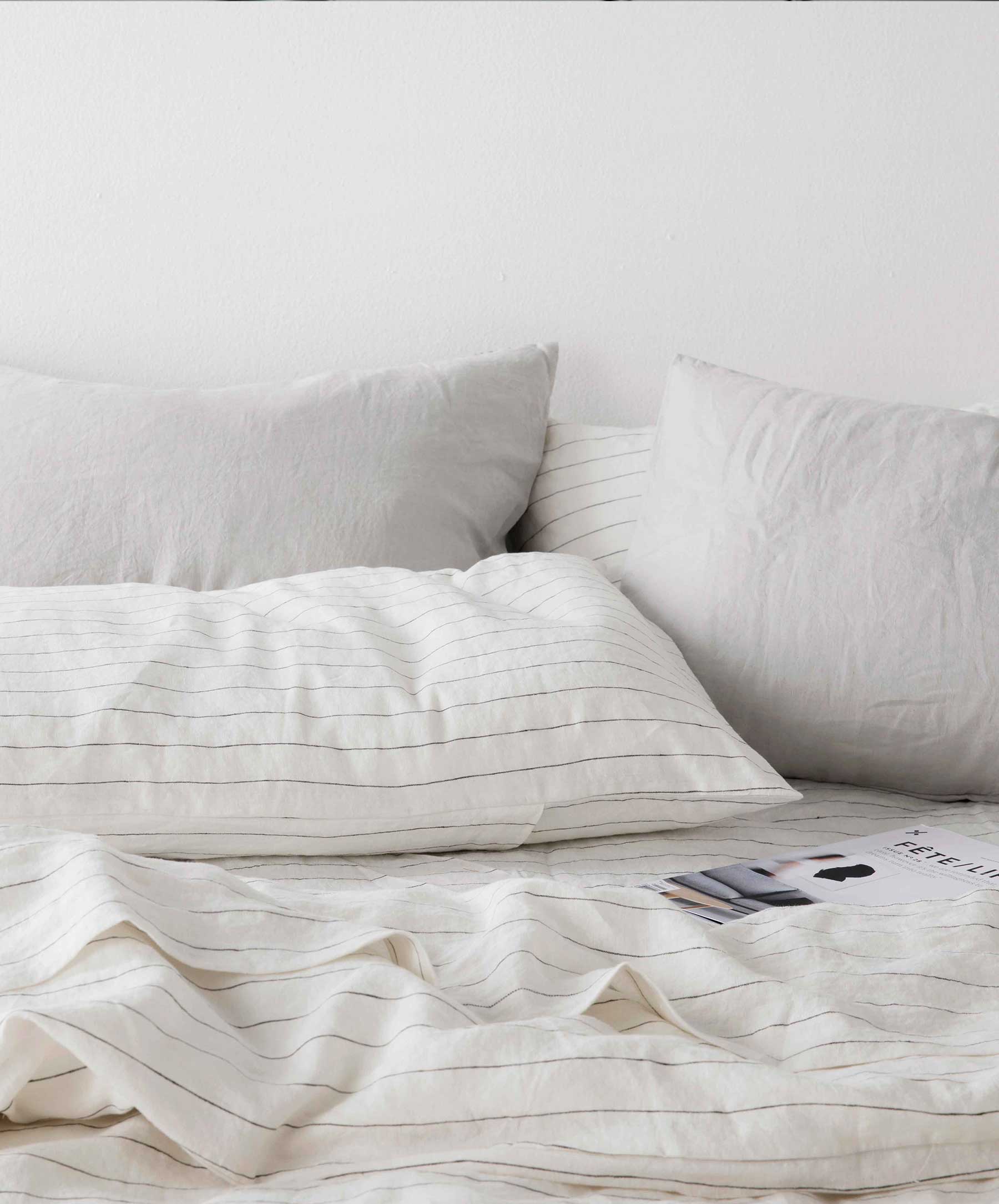 Linen Fitted Sheet - Pencil Stripe - Image 2