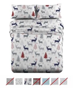 Split King Adjustable Sheet Set Heavyweight Printed Flannel Sheet Sets