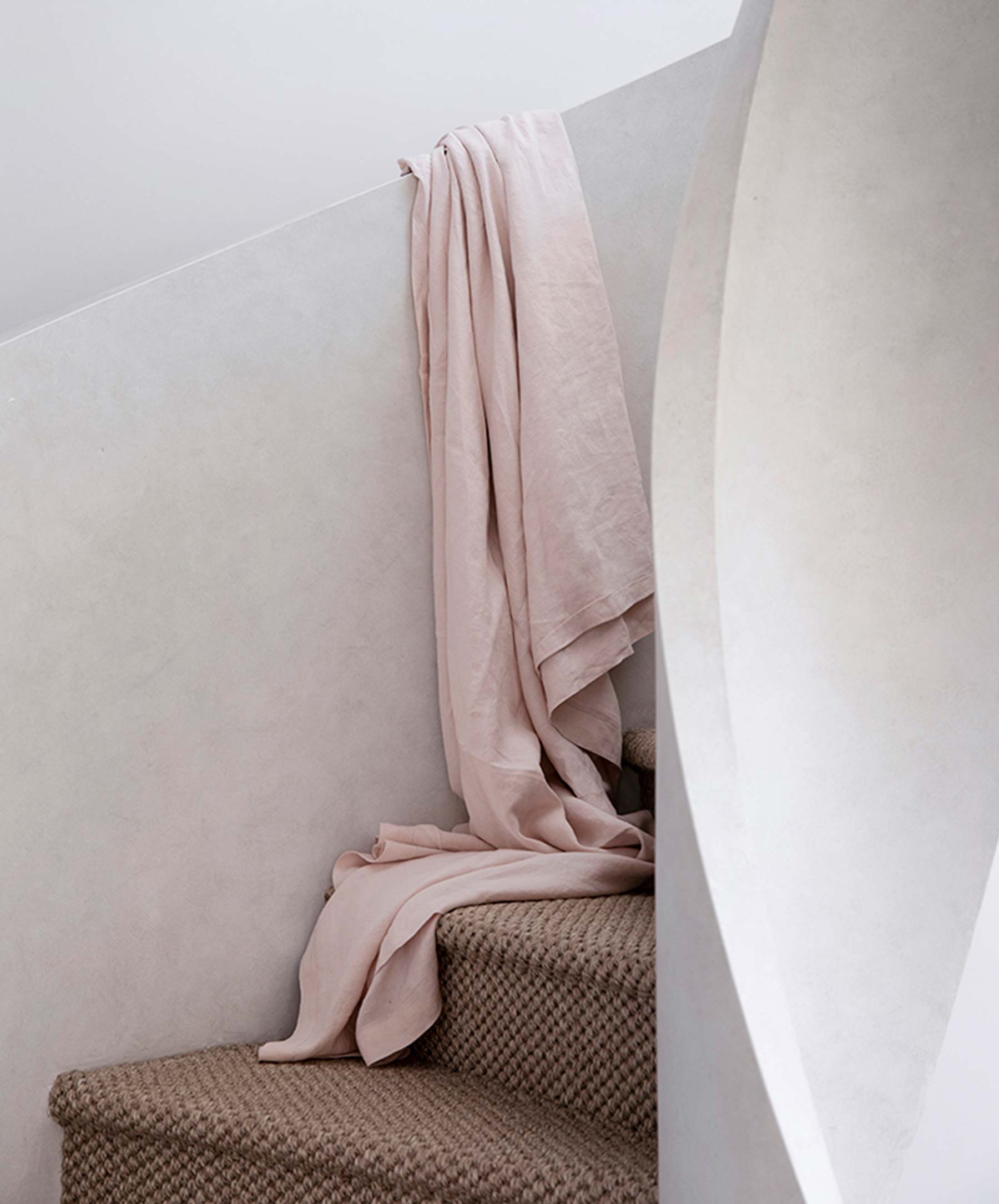 Linen Flat Sheet with Border - Blush - Image 2