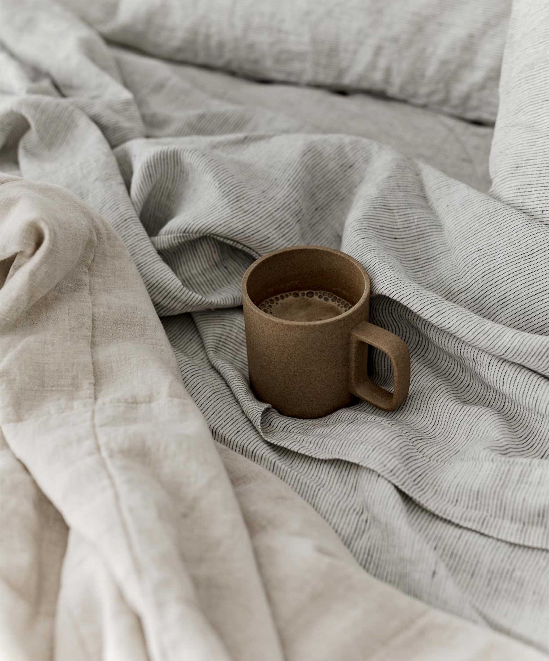 Linen Flat Sheet with Border - Pinstripe - Image 2