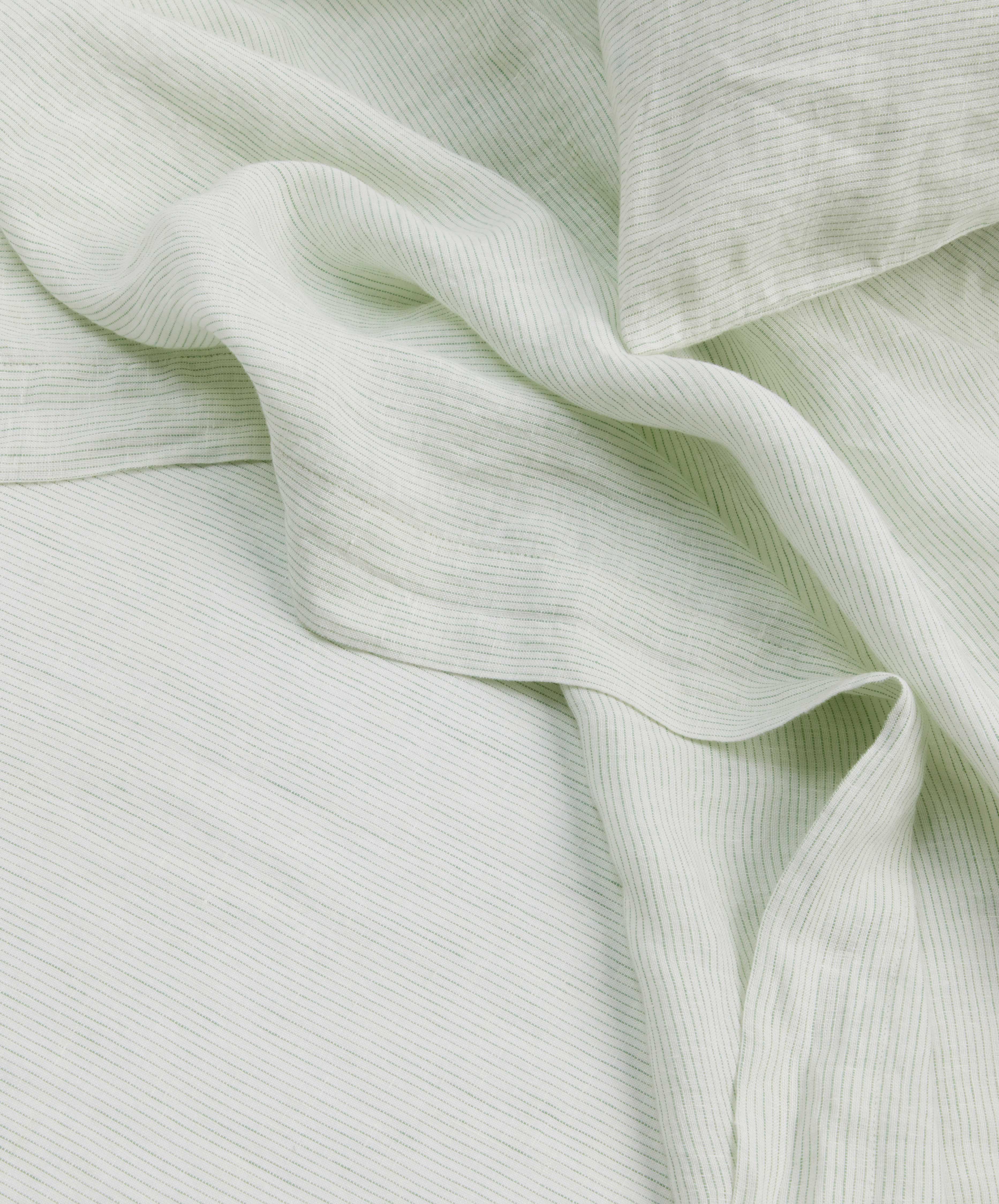 Linen Flat Sheet with Border - Fern Stripe